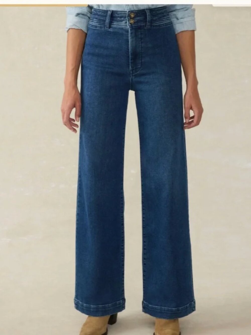 FAHERTY Stretch Terry Harbor Wide Leg Jeans size 30